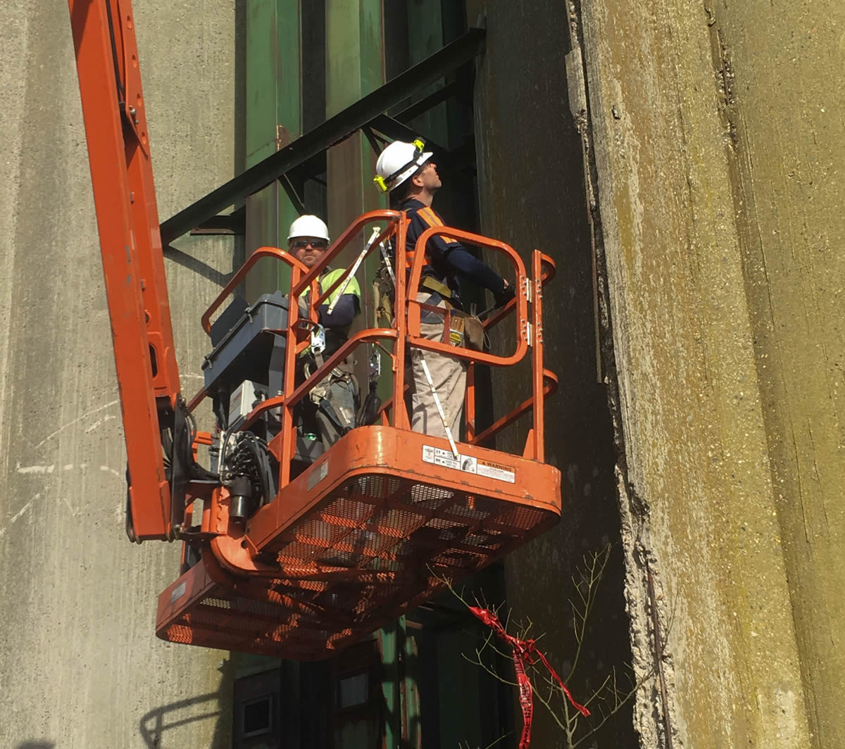 Man performing silo inspection