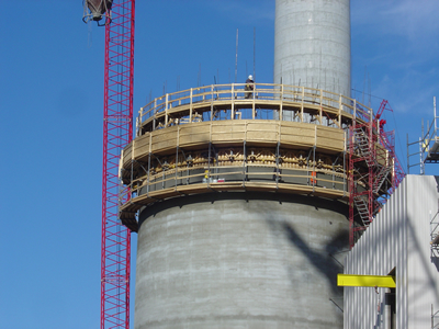 Construction of 42 ft x 126 ft Slipform Fly Ash Silo